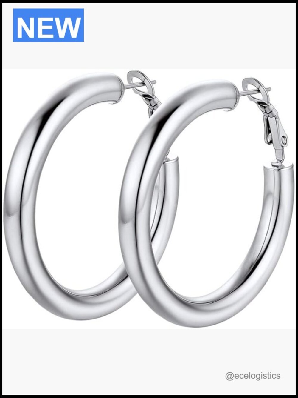 Chunky Hoop Earrings 30-80mm Hypoallergenic Stainless Steel Gold Plated